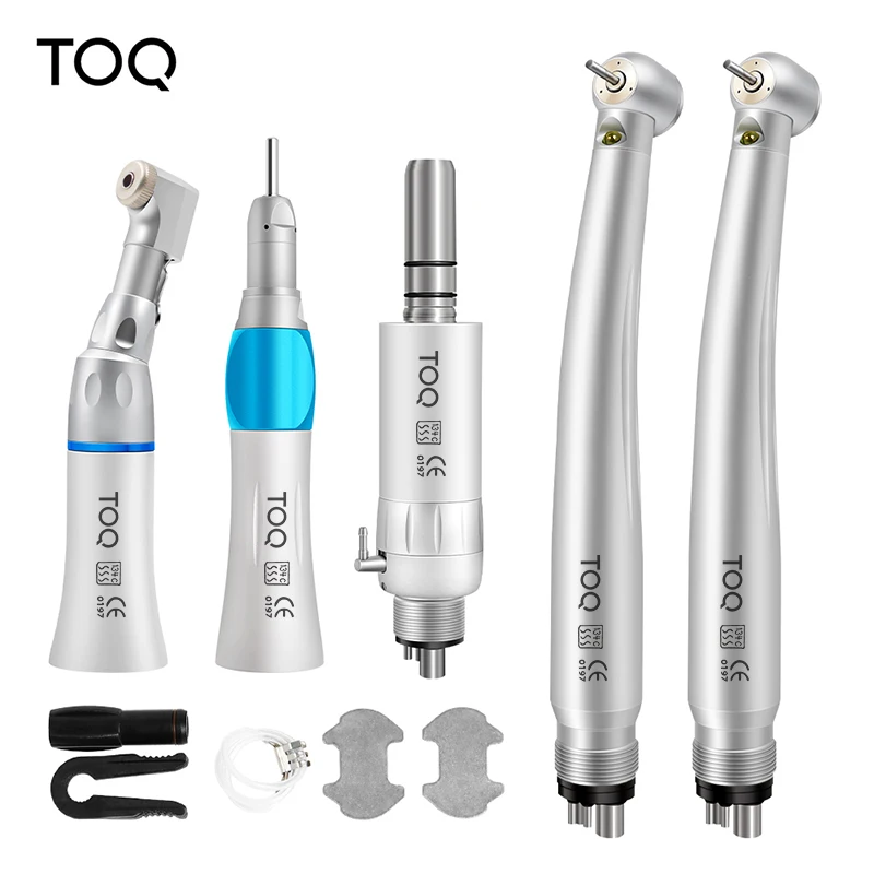 TOQ TOP Saling180~250 KPa Dental LED High & Low Speed Handpiece Kit Straight Contra Angle Air Turbine 2/4 Hole M4 / B2 Whole Set
