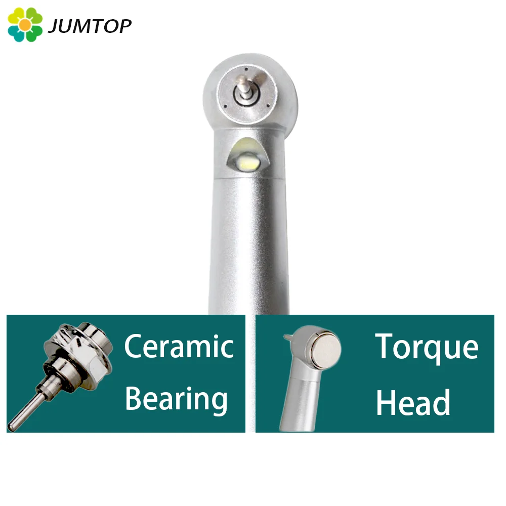 JUMTOP Dental LED High Speed Handpiece Triple Water Spray Air Turbine E-Generator Push Button Handpieces