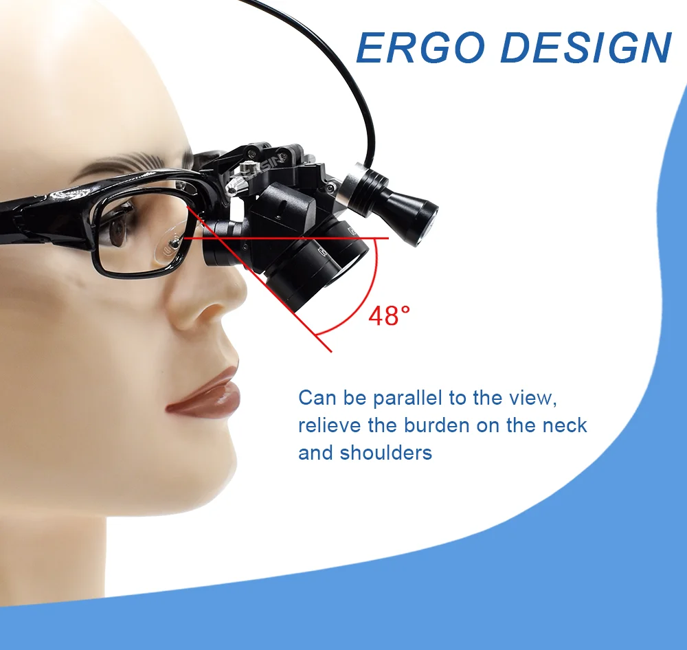 Dental binocular magnifying glass 5X Adjustable magnifying glass 5w LED Medicine binocular magnifying lens light Dental Tool