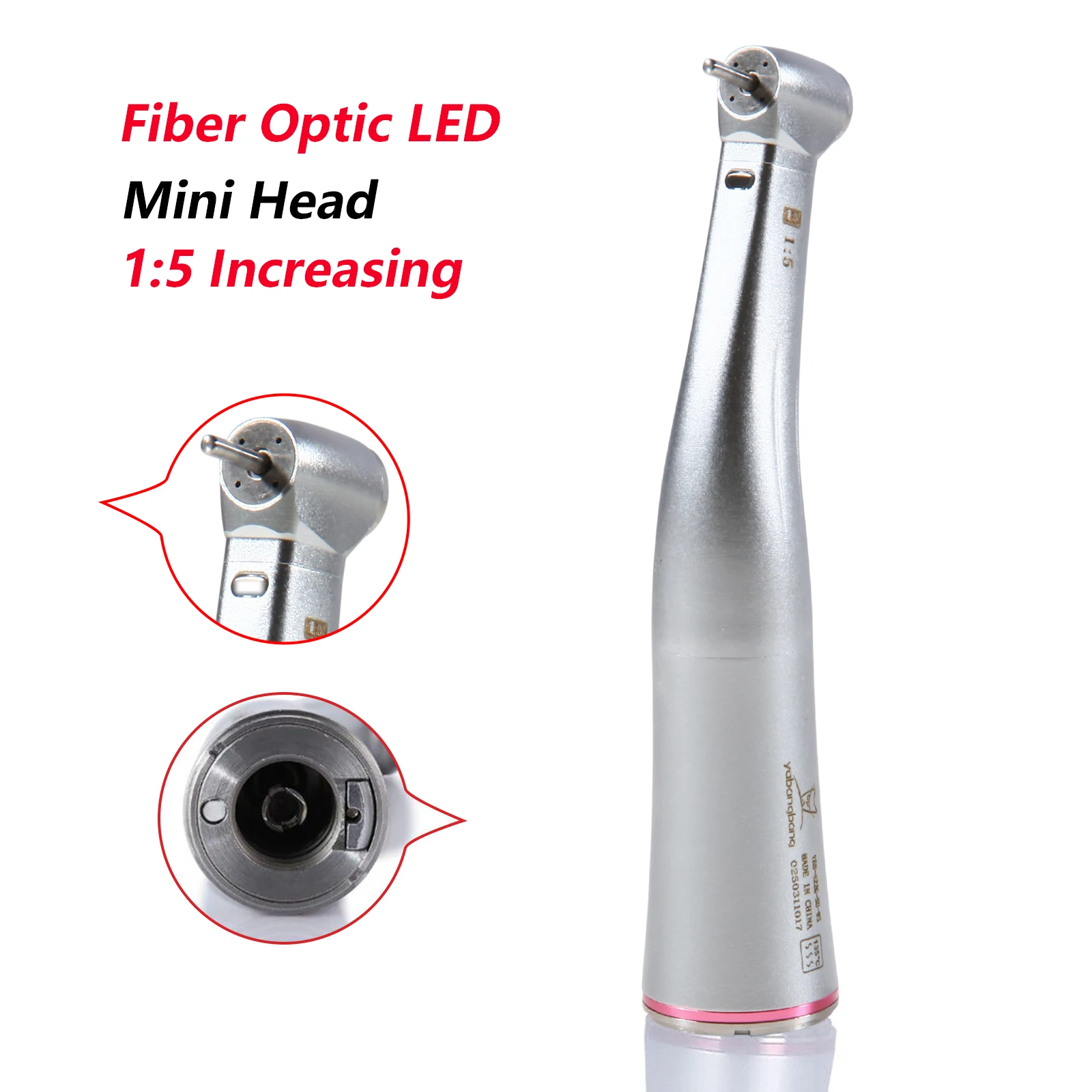 Dental Increasing 1:5 ratio Handpiece LED Fiber Optic Push Button Contra Angle 4 Spray Autochuck For NSK KAVO Electric Motor