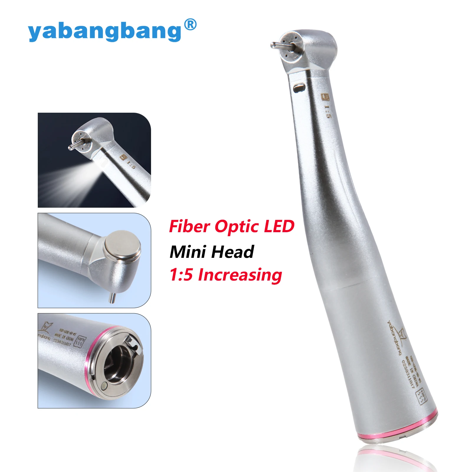 Dental Increasing 1:5 ratio Handpiece LED Fiber Optic Push Button Contra Angle 4 Spray Autochuck For NSK KAVO Electric Motor