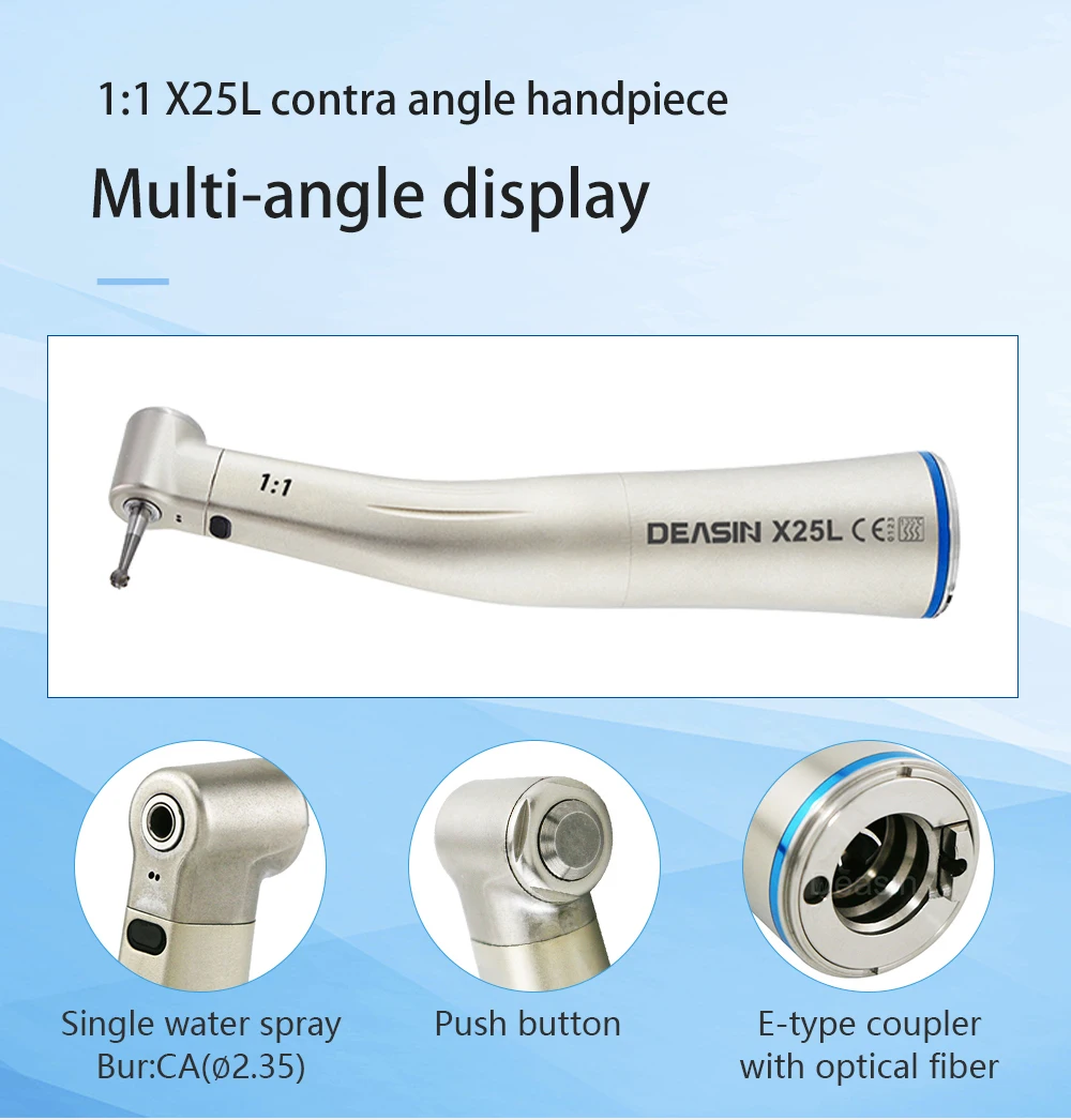 DEASIN Dental Clinical Brushless LED Electric Micromotor Work With 1:1/1:5/4:1 LED Contra Angle Dentist Low Speed Handpiece