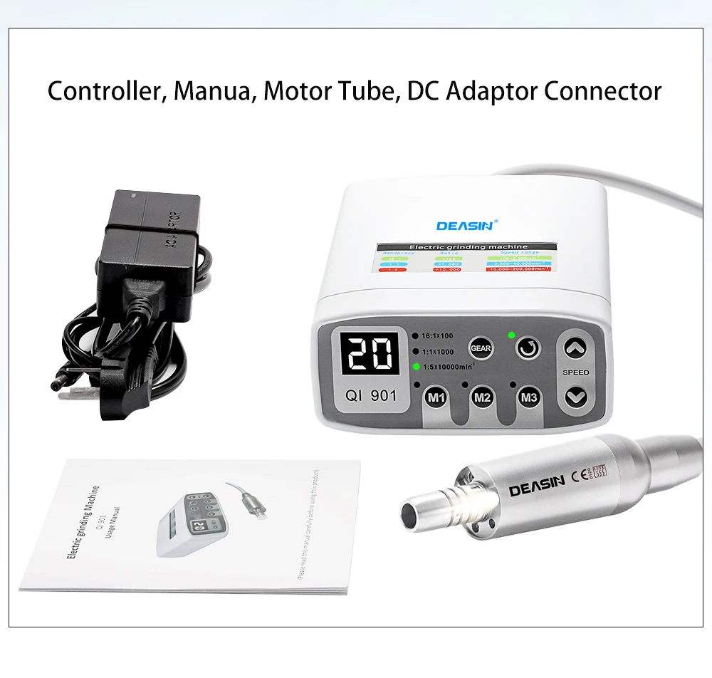 DEASIN Dental Clinical Brushless LED Electric Micromotor Work With 1:1/1:5/4:1 LED Contra Angle Dentist Low Speed Handpiece