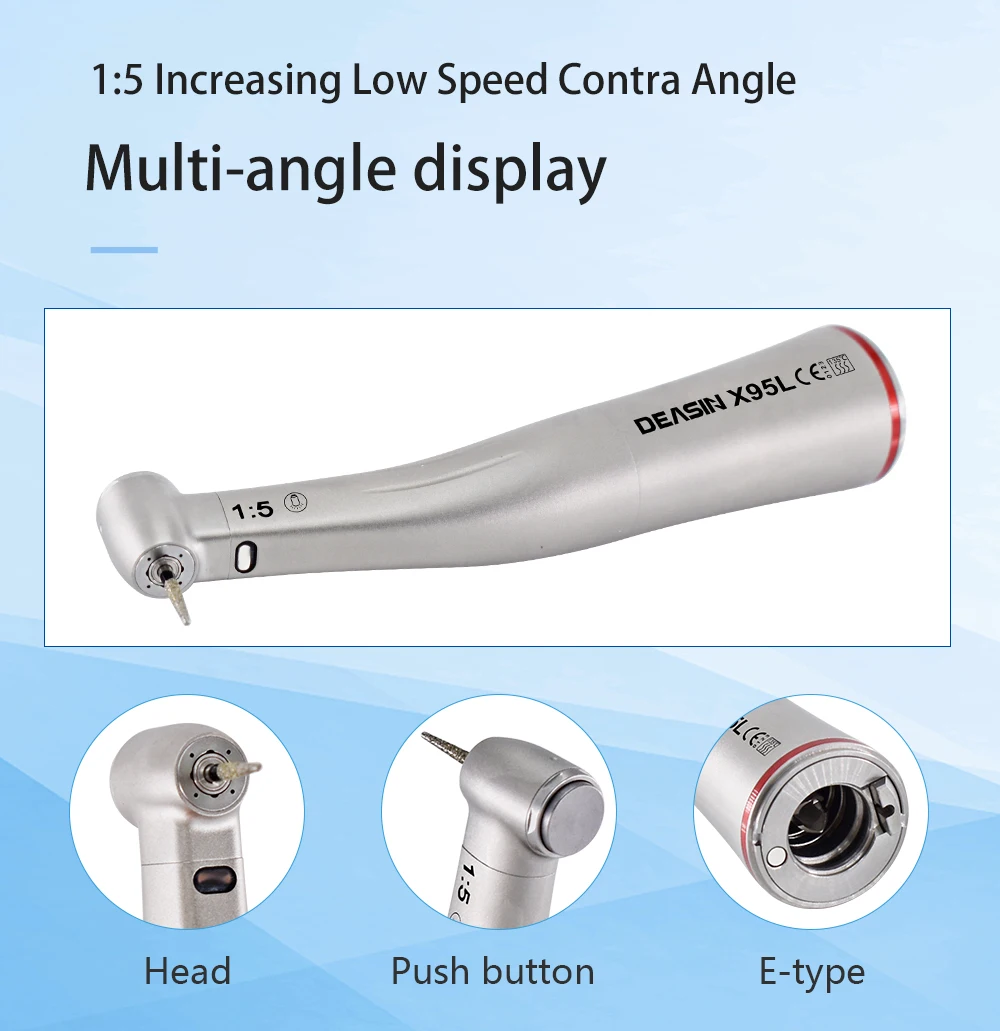 DEASIN Dental Clinical Brushless LED Electric Micromotor Work With 1:1/1:5/4:1 LED Contra Angle Dentist Low Speed Handpiece