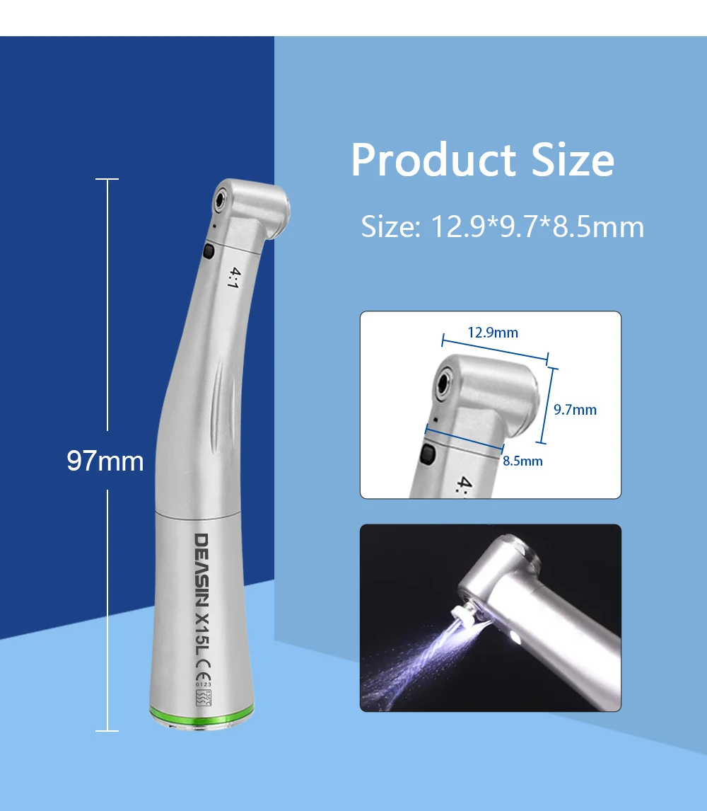 DEASIN Dental Clinical Brushless LED Electric Micromotor Work With 1:1/1:5/4:1 LED Contra Angle Dentist Low Speed Handpiece