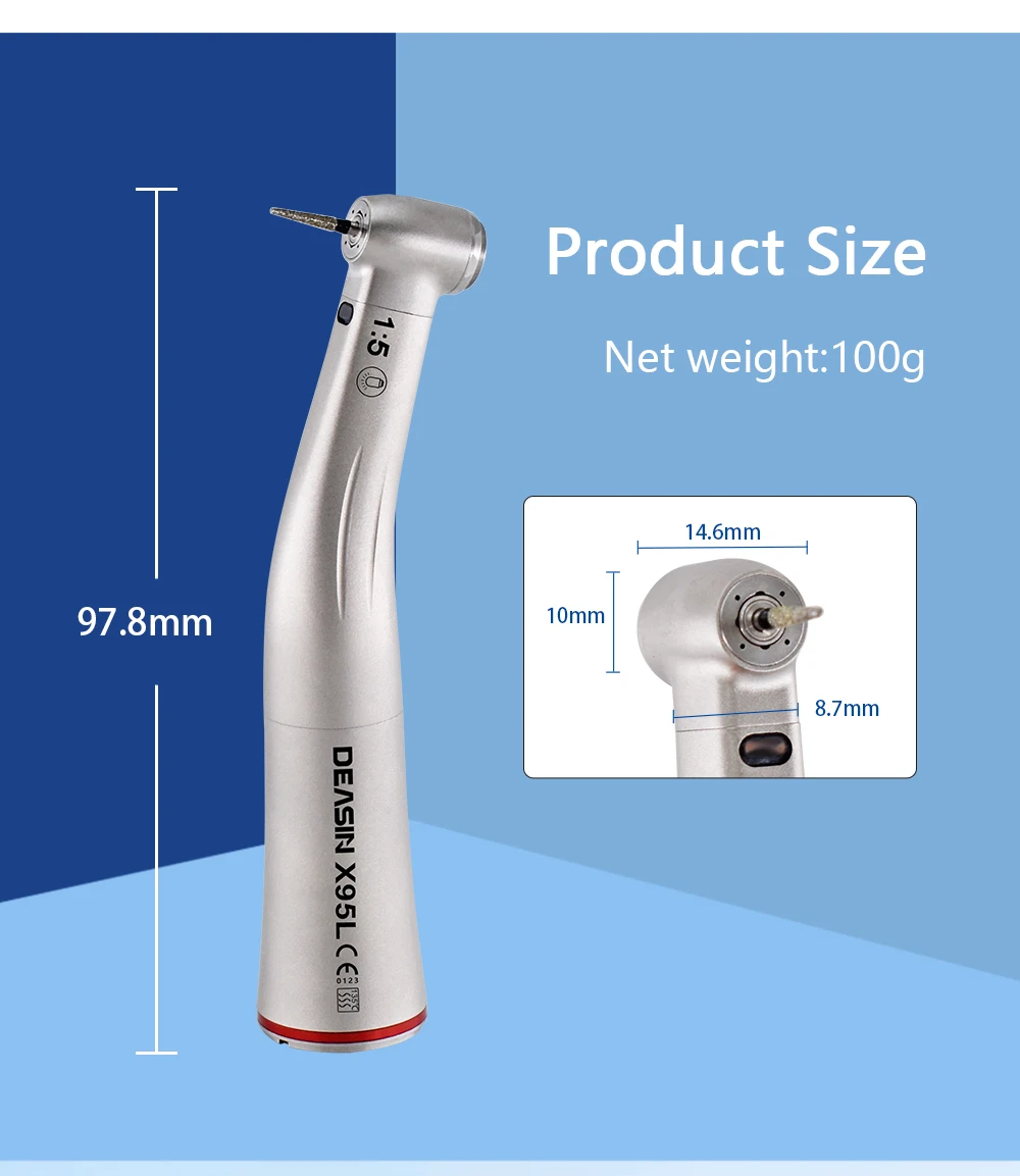 DEASIN Dental Clinical Brushless LED Electric Micromotor Work With 1:1/1:5/4:1 LED Contra Angle Dentist Low Speed Handpiece