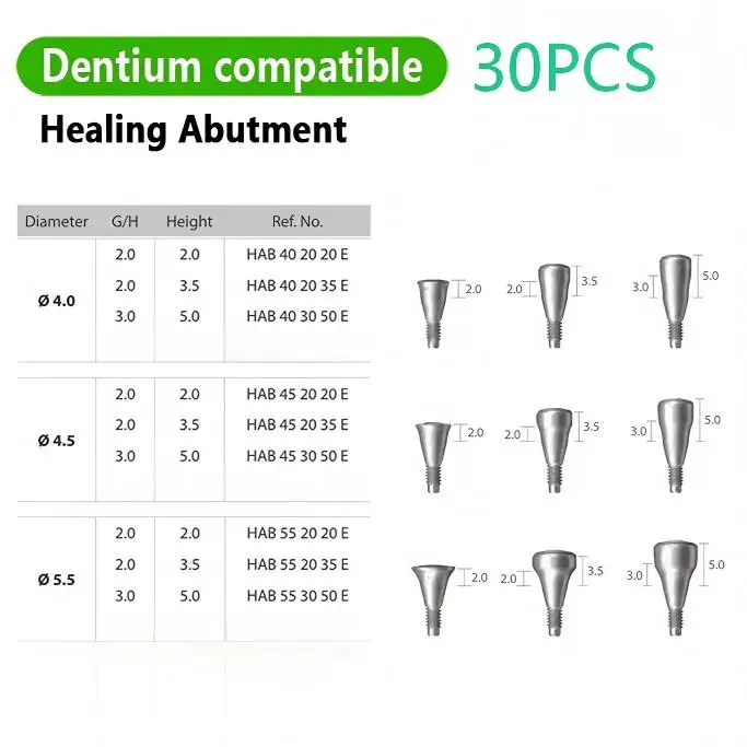 Dental Healing Abutment Healing Cover Screw/Cap High Precision Titanium Compatible with Dentium Implant System