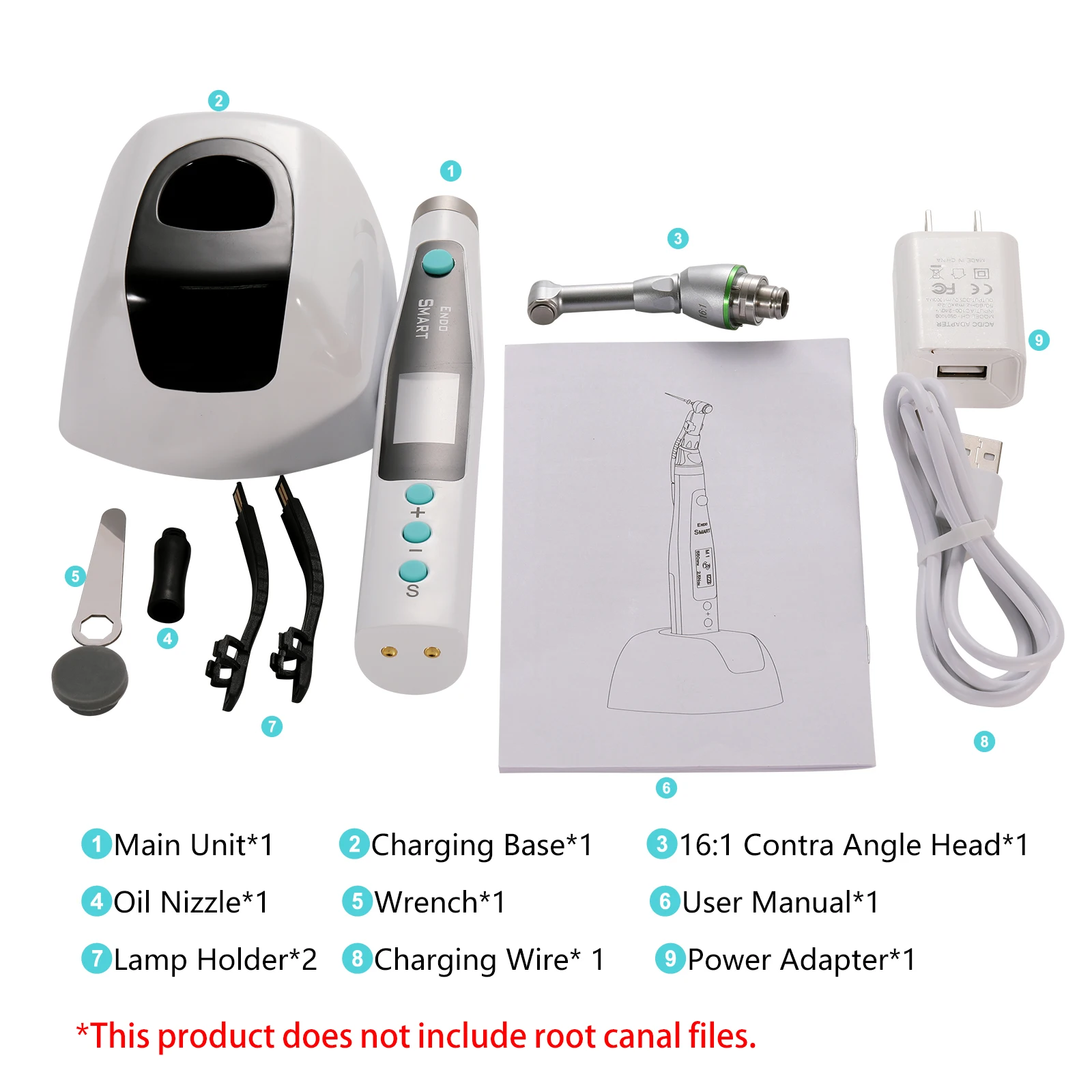 SANDENT Dental Endodontic Cordless LED Endo Motor 16:1 Contra Angle Handpiece for Root Canal Therapy