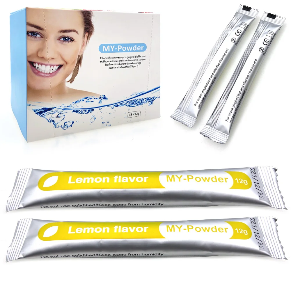 48Pcs Teeth Whitening Essence Dental Cleaning Powder Prophy Air Jet Flow Dentistry Polishing Plaque Stain Removal