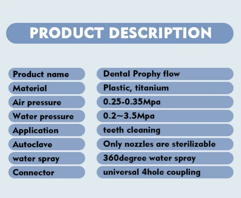 JUMTOP Dental Air Polisher Full Titanium Body Teeth Cleaning Handpiece Teeth Stain Removal Polishing Tool