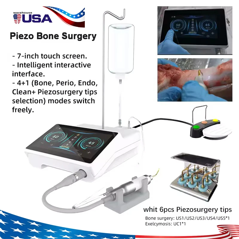 Surgery Pro Dental Piezosurgery Unit Ultrasonic Piezo Bone Cutter Surgery Electric Motor Machine + 6Tips fit EMS Woodpecker