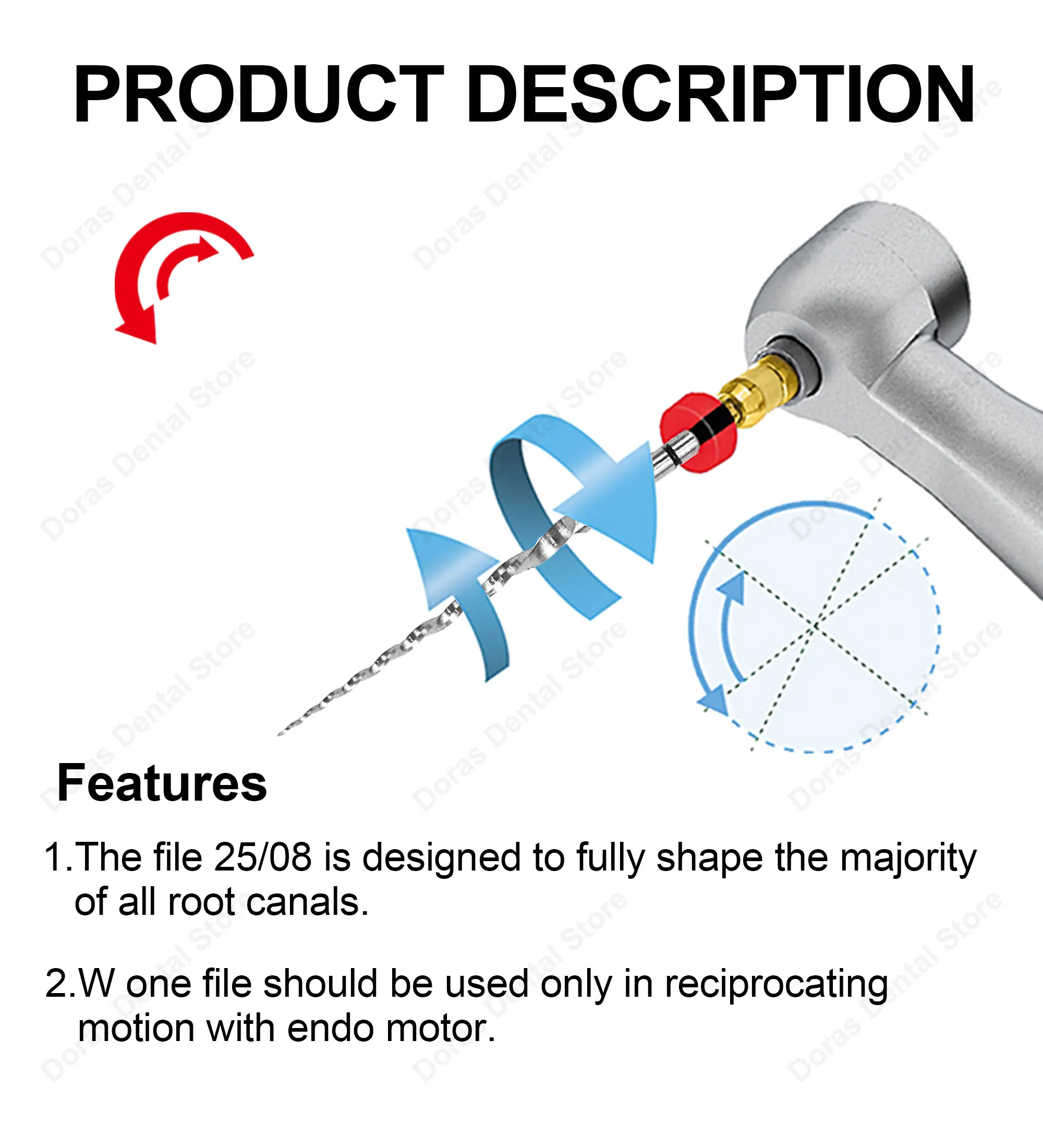 Glin Dental Root Canal Rotary Files 3Pcs/Box Safety Tip Niti Endo Files 21/25mm Dentistry Instrument W-One Endodontics Files