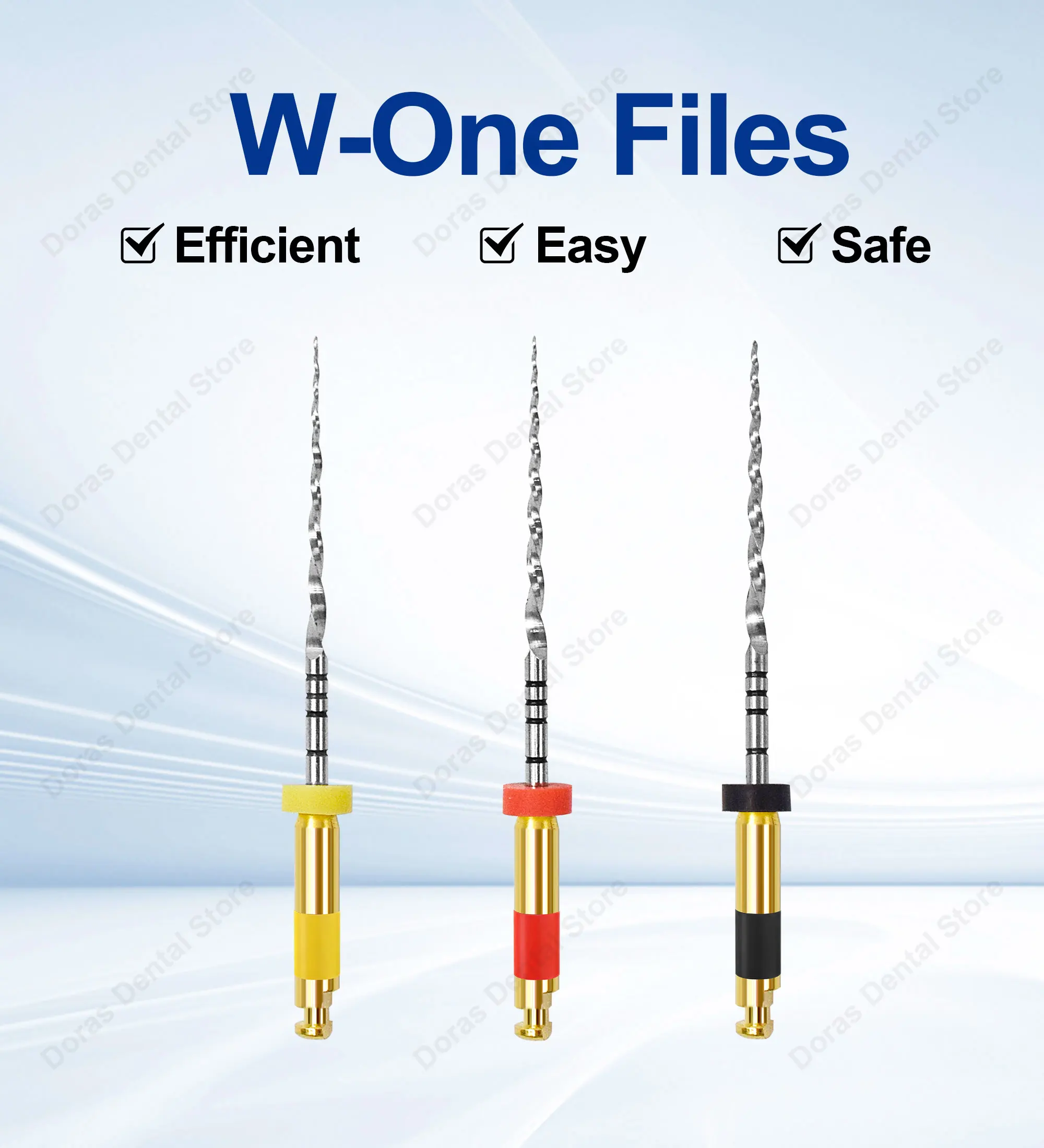 Glin Dental Root Canal Rotary Files 3Pcs/Box Safety Tip Niti Endo Files 21/25mm Dentistry Instrument W-One Endodontics Files