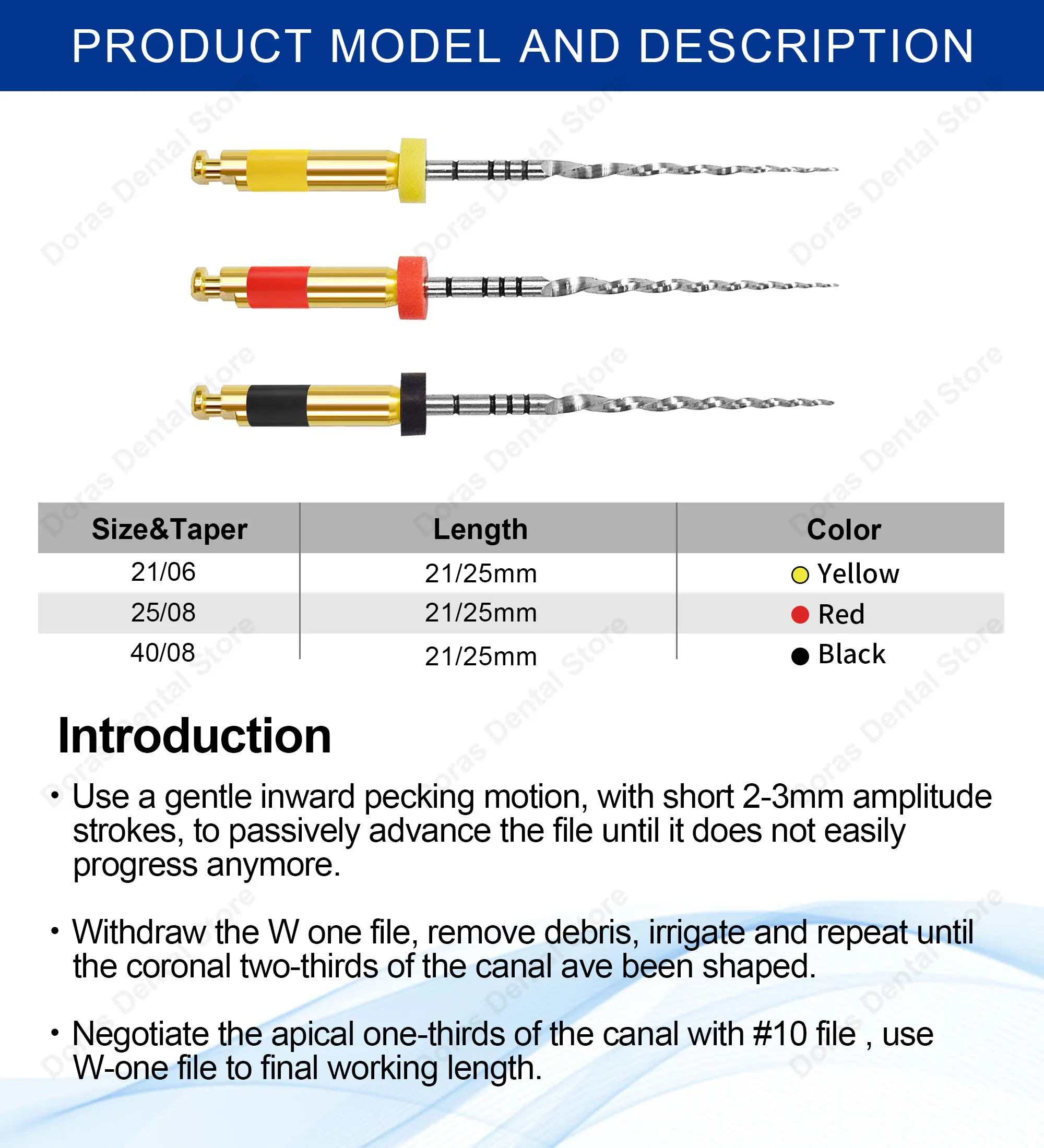 Glin Dental Root Canal Rotary Files 3Pcs/Box Safety Tip Niti Endo Files 21/25mm Dentistry Instrument W-One Endodontics Files