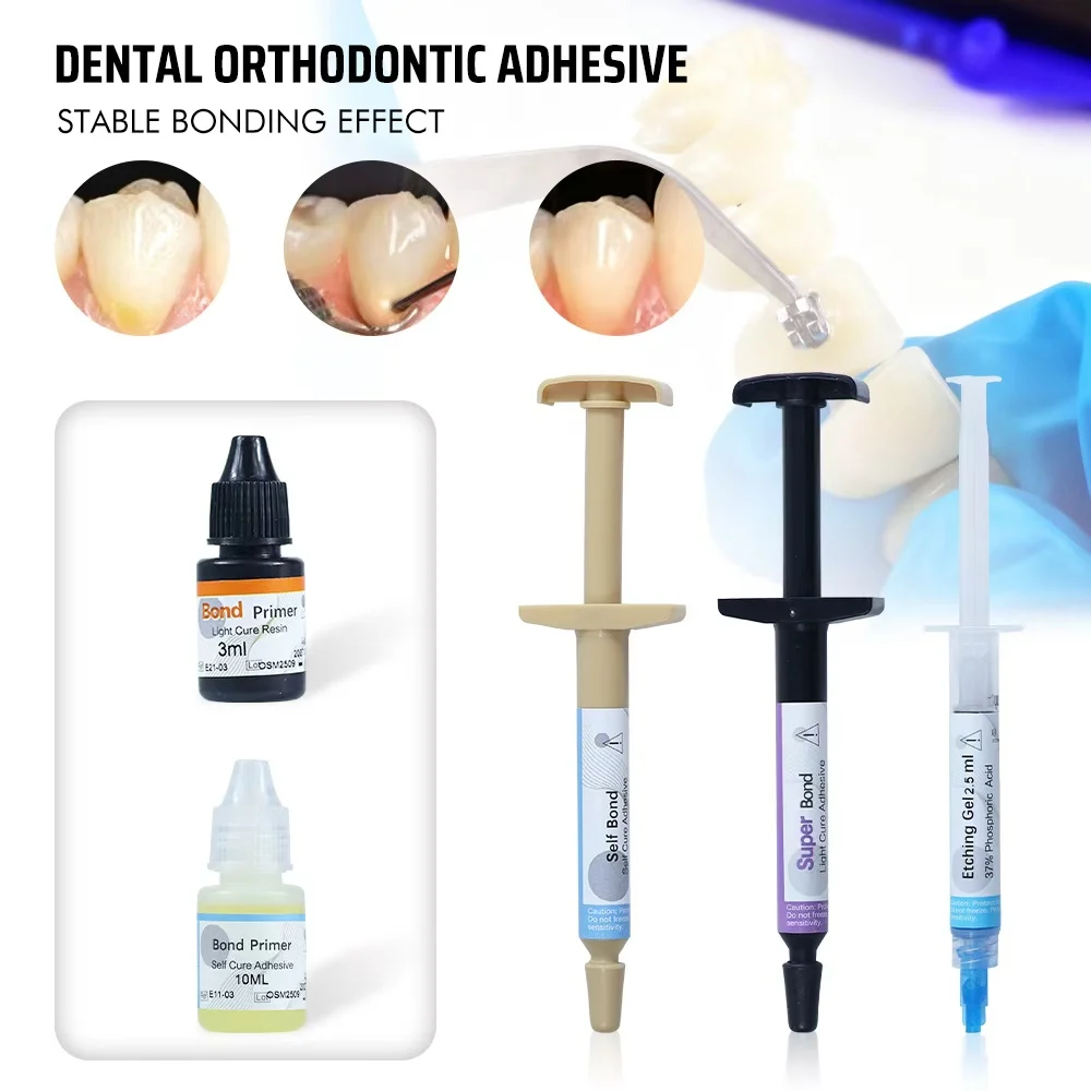 Dental Orthodontic Adhesive Light-Cure Self-Cure Kit Etchant Acid Gel Light Cure Primer Bonding Brackets Braces Material