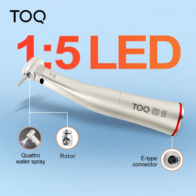 Dental 1:5 Red Ring Contra Angle Internal Water Spray Low Speed Handpiece Increasing With Optic Fiber For E-type Motor