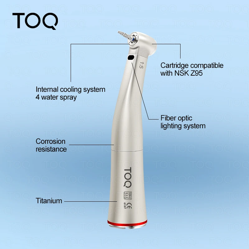 Dental 1:5 Red Ring Contra Angle Internal Water Spray Low Speed Handpiece Increasing With Optic Fiber For E-type Motor