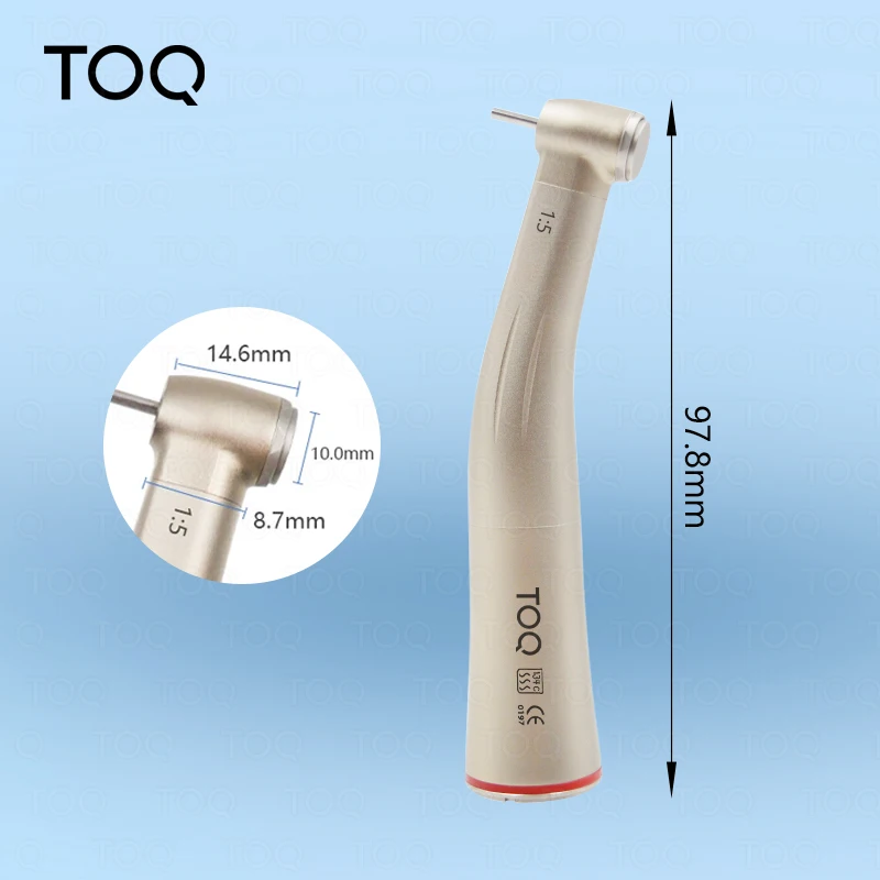 Dental 1:5 Red Ring Contra Angle Internal Water Spray Low Speed Handpiece Increasing With Optic Fiber For E-type Motor