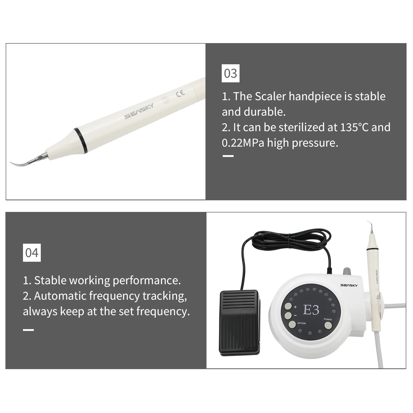Dental Ultrasonic Piezo Scaler with Detachable Handpiece 5*Tips Automatic frequency fit EMS Cavitron Woodpeck