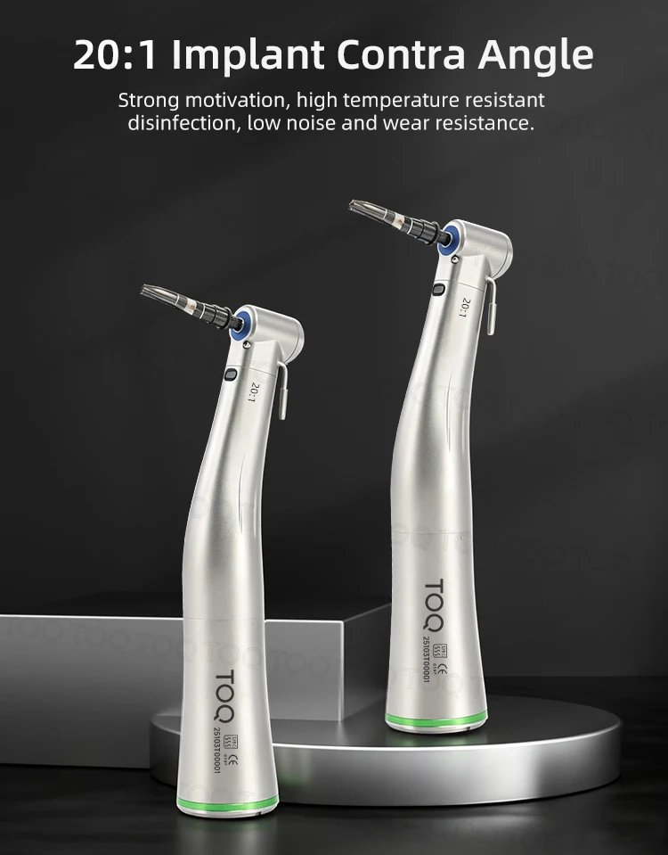 20:1 Ti Max LED Fiber Optic Dental Implant Contra Angle Handpiece Low Speed Air Turbine Handpiece for Implant Surgery