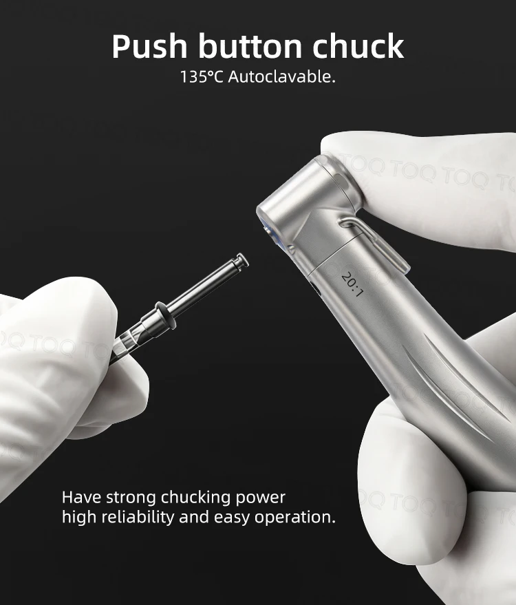 20:1 Ti Max LED Fiber Optic Dental Implant Contra Angle Handpiece Low Speed Air Turbine Handpiece for Implant Surgery