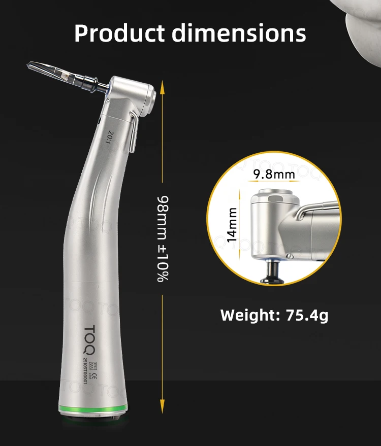 20:1 Ti Max LED Fiber Optic Dental Implant Contra Angle Handpiece Low Speed Air Turbine Handpiece for Implant Surgery