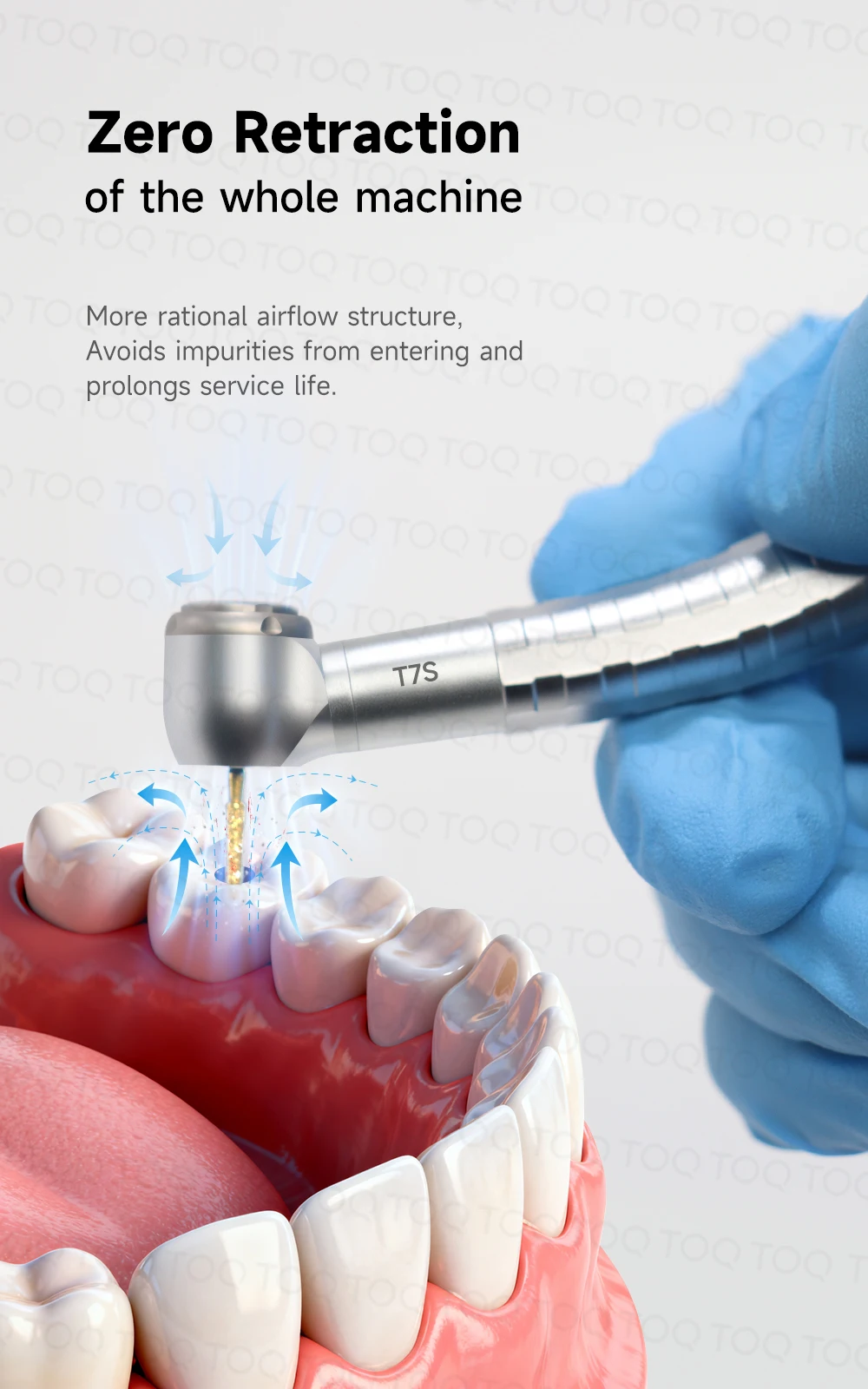 TOQ T7 Series Dental High‑Speed Handpiece Zero Retraction Optical Fiber LED Air Turbine,Titanium Handle 2/4 Hole Push Button