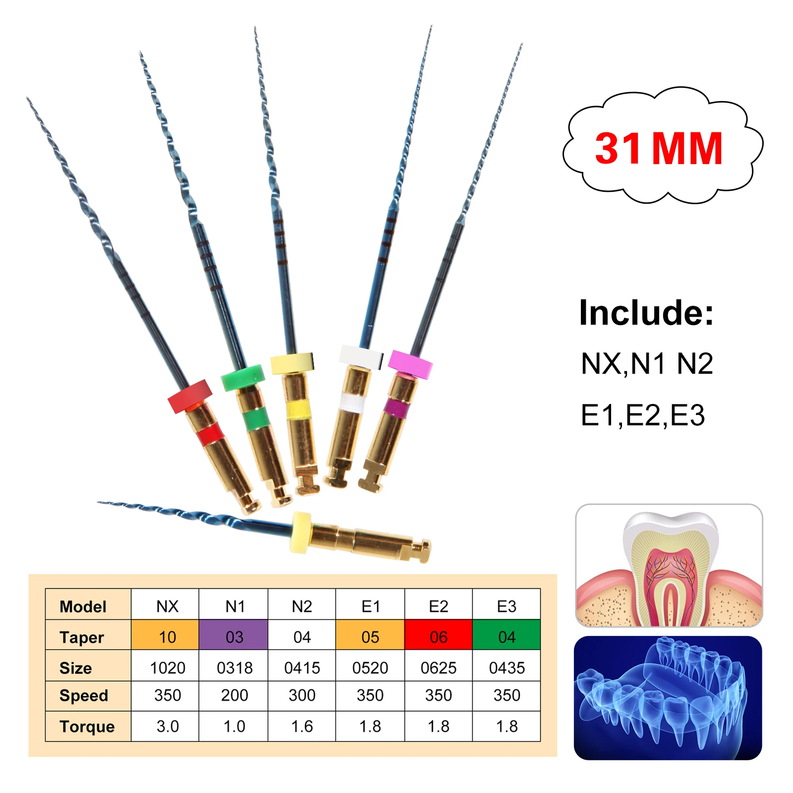 6pcs/1Pack Dental Endo Files Endodontic NiTi Rotary Root Canal Reciprocating File 21/25/31mm Machine Use for Shaping & Cleaning