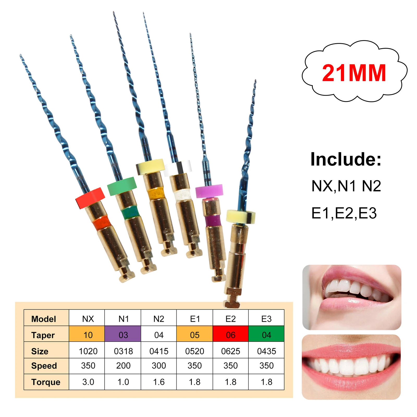 6pcs/1Pack Dental Endo Files Endodontic NiTi Rotary Root Canal Reciprocating File 21/25/31mm Machine Use for Shaping & Cleaning