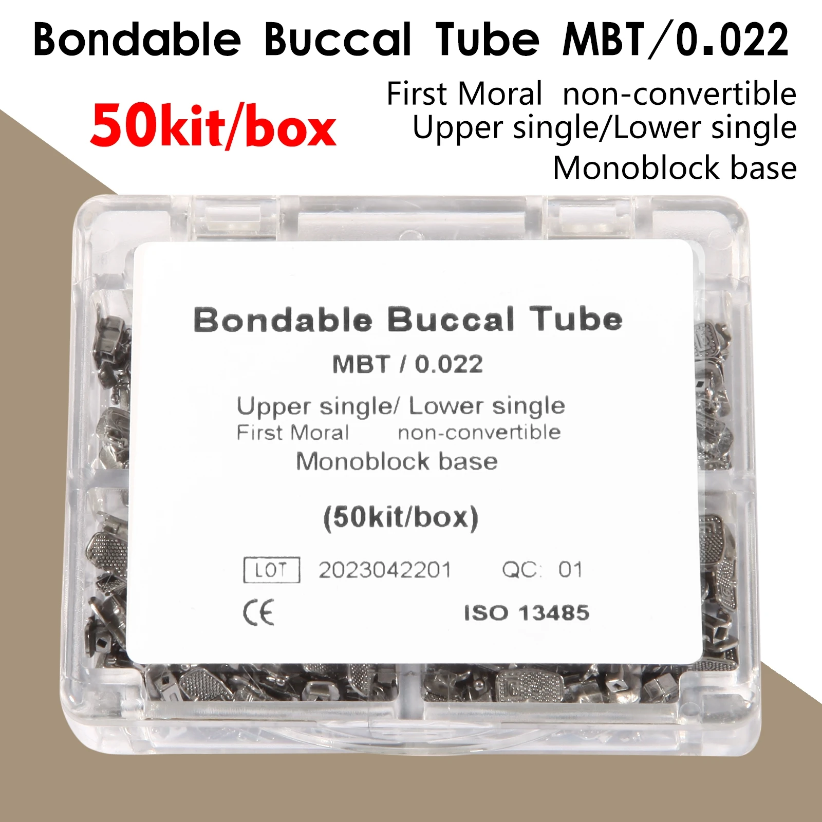 50Sets/Box Dental Ortho Metal Bondable Monoblock Orthodontic Buccal Tubes 022 For 1st Molar MBT/Roth Tube
