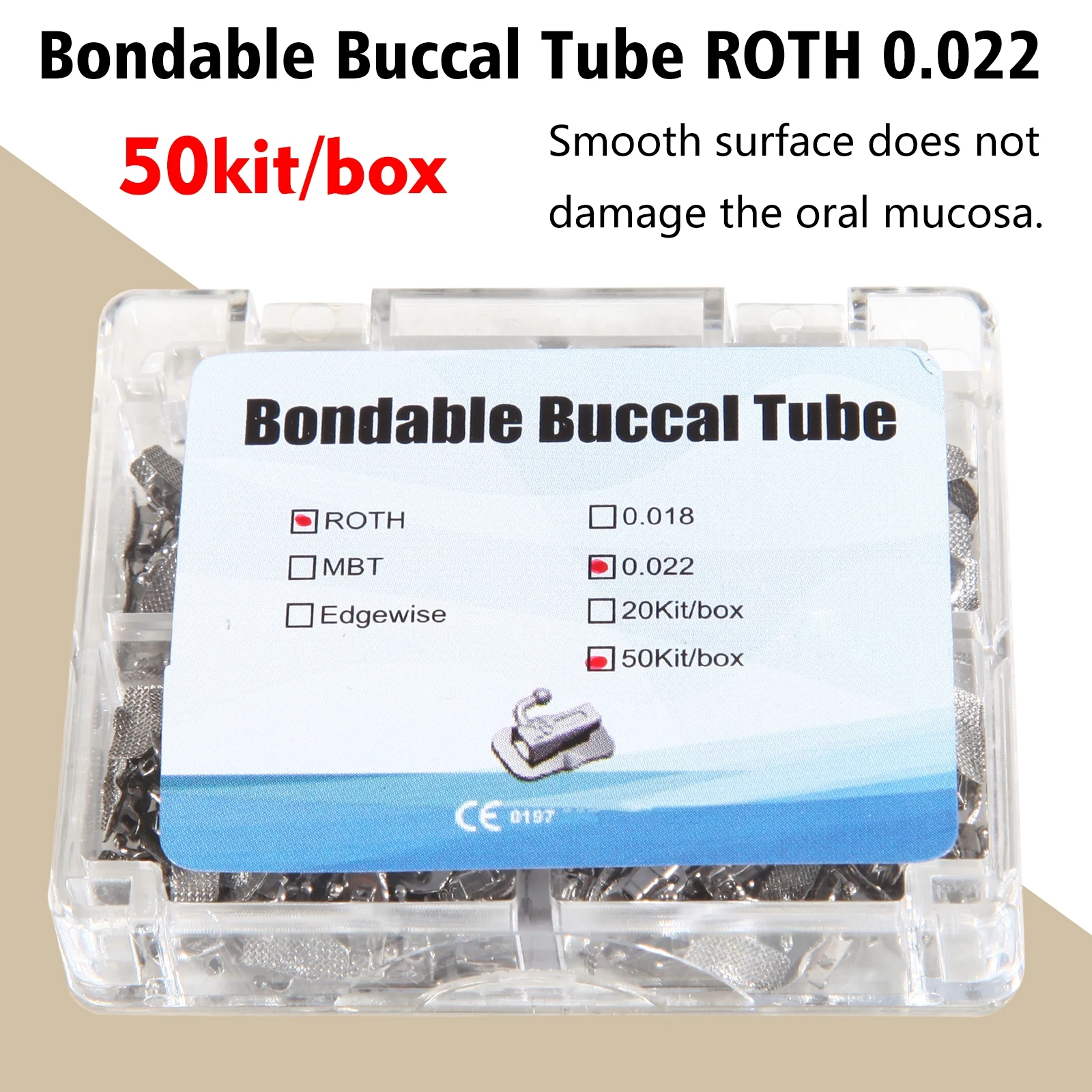 50Sets/Box Dental Ortho Metal Bondable Monoblock Orthodontic Buccal Tubes 022 For 1st Molar MBT/Roth Tube