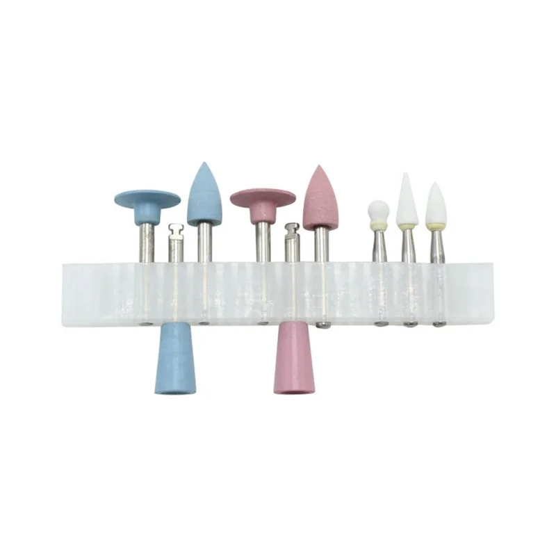 JUMTOP 9Pcs Dental Composite Polish Kit Silicone Grinding Heads Teeth Polisher Polishing Burs for Low Speed Handpiece