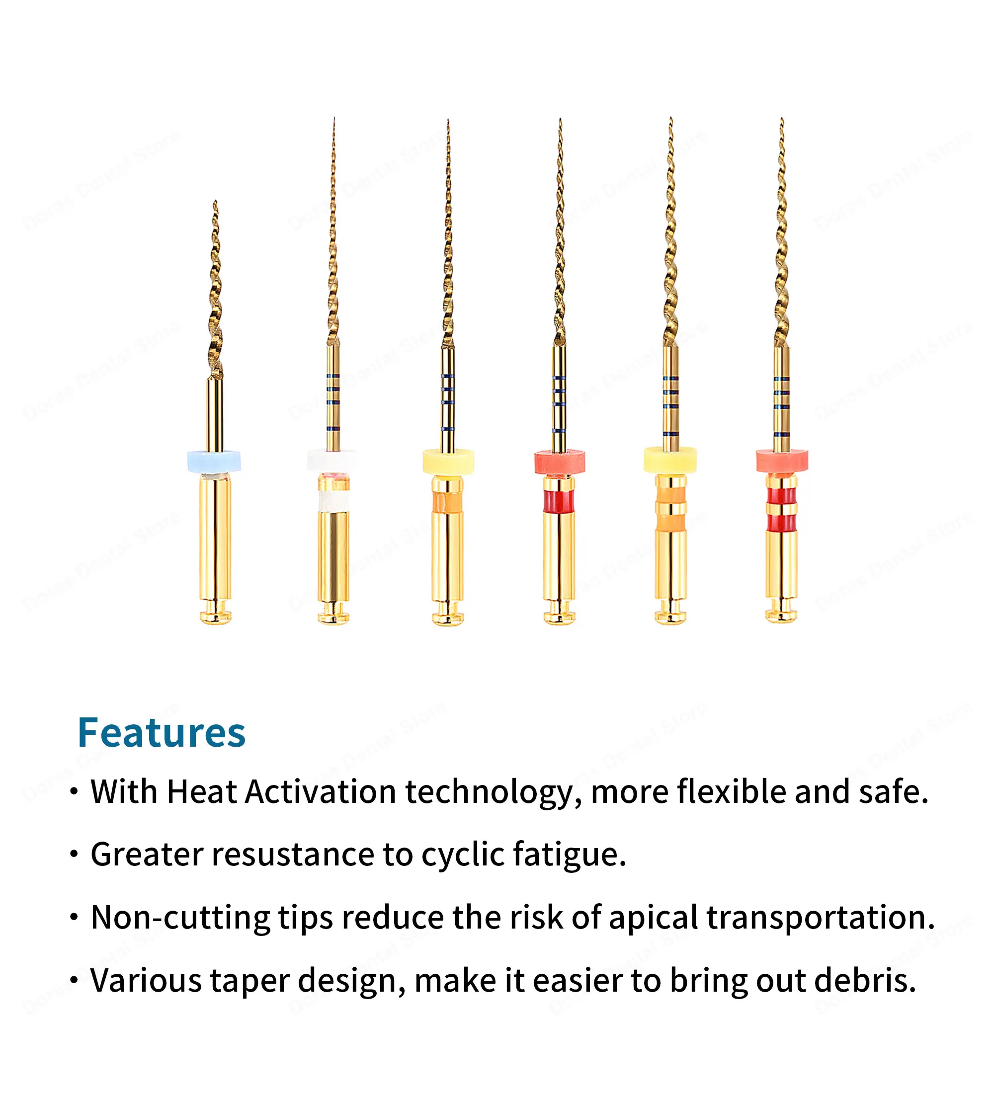 Glin Dental Heat Activated Gold Flexible Endo Files Canal Root Treatment Rotary Golden File Dentist Tools Endodontic Files