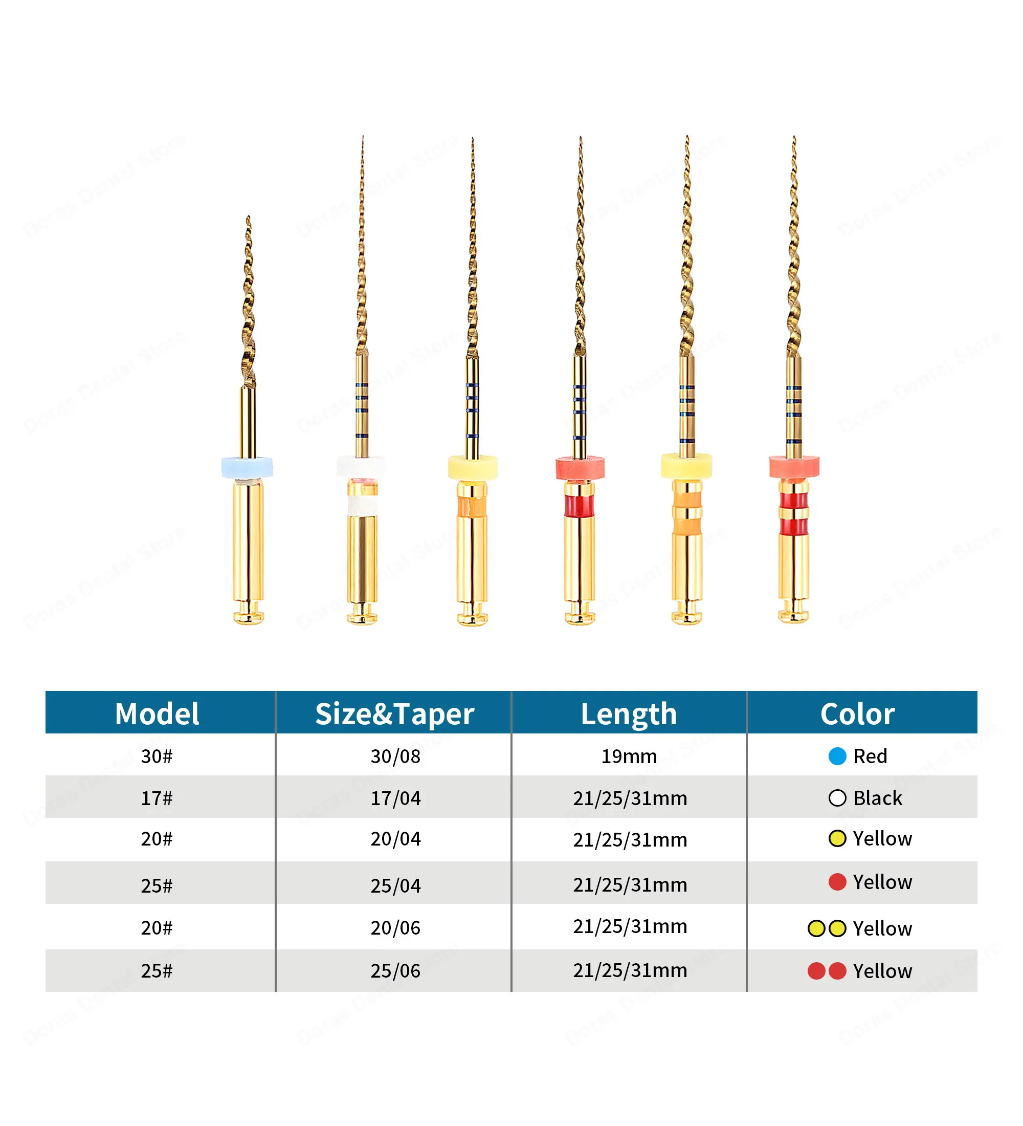 Glin Dental Heat Activated Gold Flexible Endo Files Canal Root Treatment Rotary Golden File Dentist Tools Endodontic Files