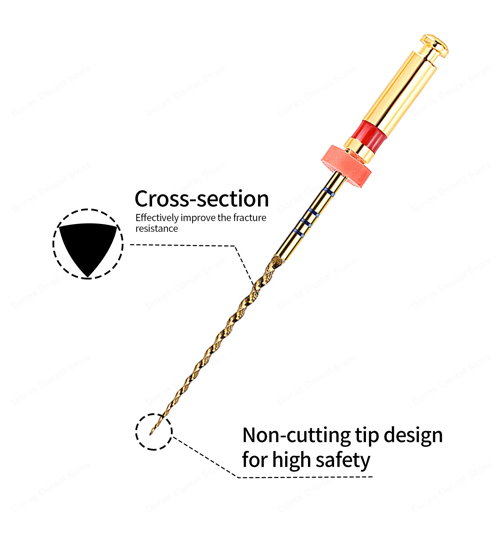 Glin Dental Heat Activated Gold Flexible Endo Files Canal Root Treatment Rotary Golden File Dentist Tools Endodontic Files
