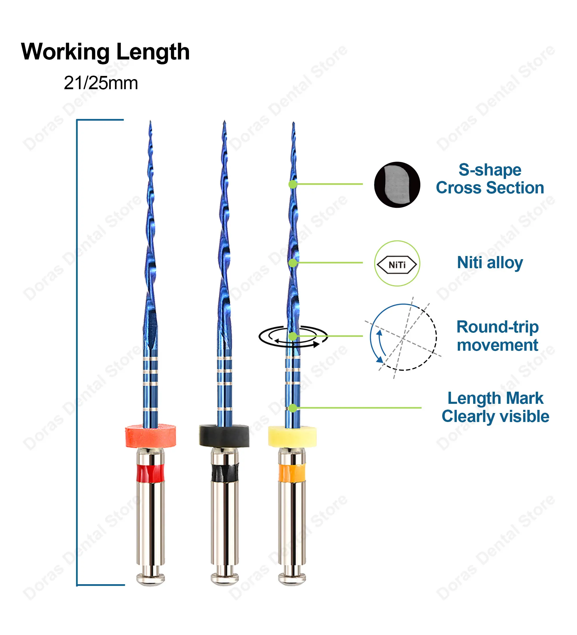 Glin Dental Instruments Bule System Simple Reciprocating Rotary Files Endodontic Materials Root Canal Files 25mm G25 G40 G50