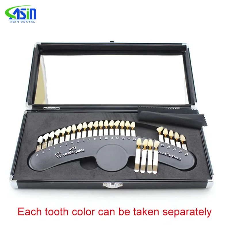 27 Colors 3D Shade Guide Tooth Shade Chart Board Color Comparator Teeth Whitening Set Bleaching Dental Plate