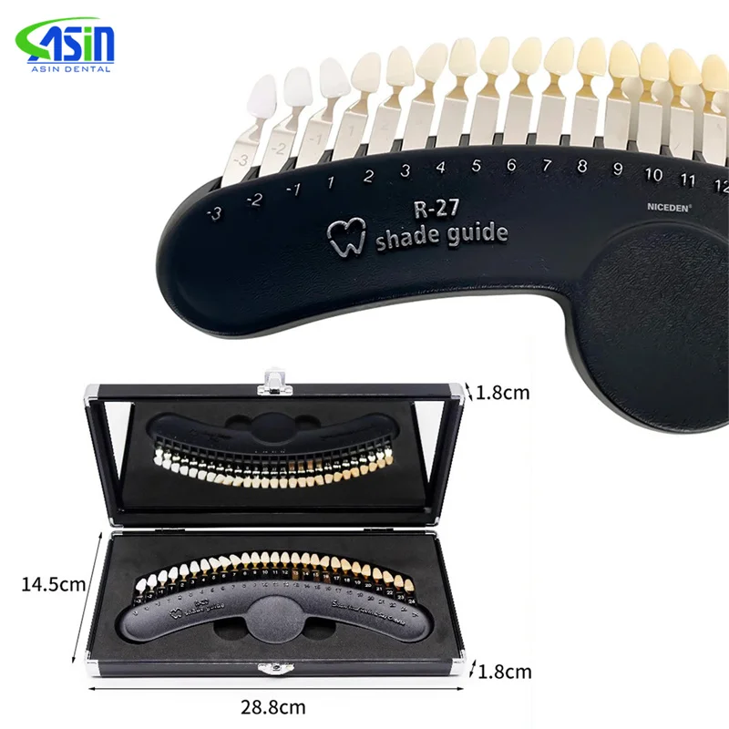 27 Colors 3D Shade Guide Tooth Shade Chart Board Color Comparator Teeth Whitening Set Bleaching Dental Plate