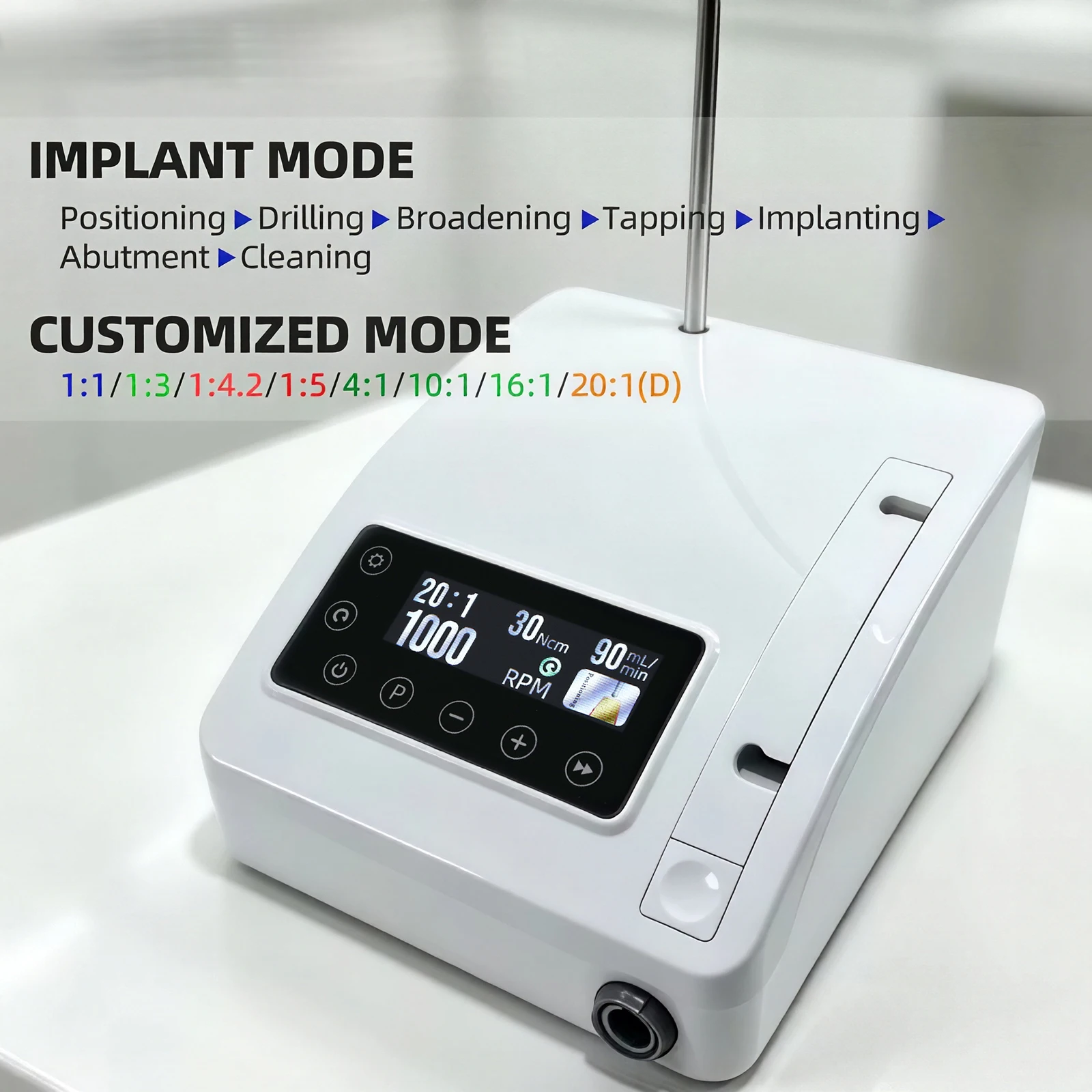 SANDENT Dental Implant Motor Brushless Surgical System Touch Screen Machine With 20:1 Contra Angle LED Fiber Optic Handpiece