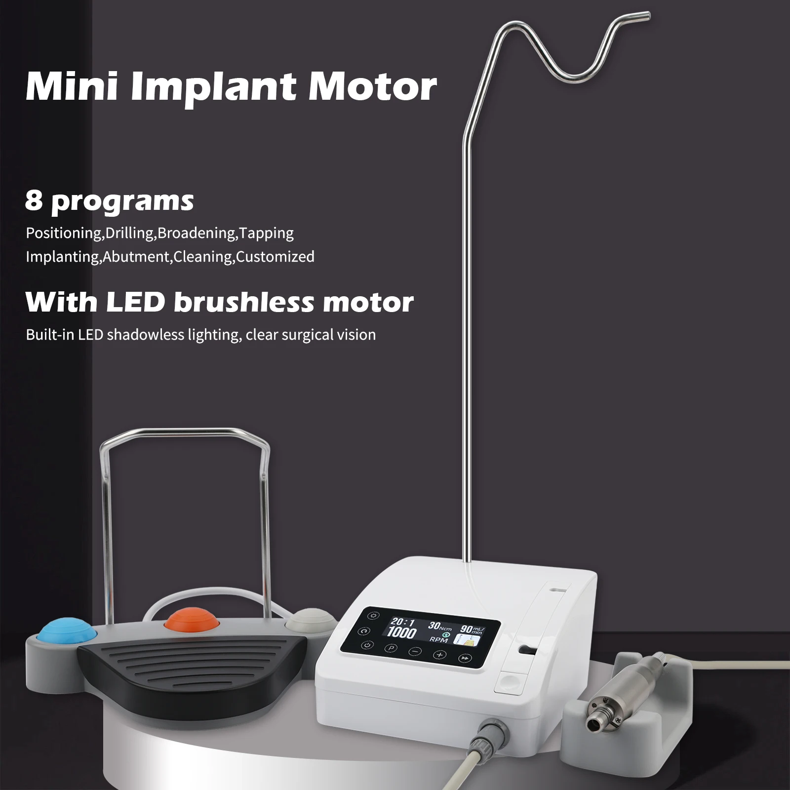 SANDENT Dental Implant Motor Brushless Surgical System Touch Screen Machine With 20:1 Contra Angle LED Fiber Optic Handpiece