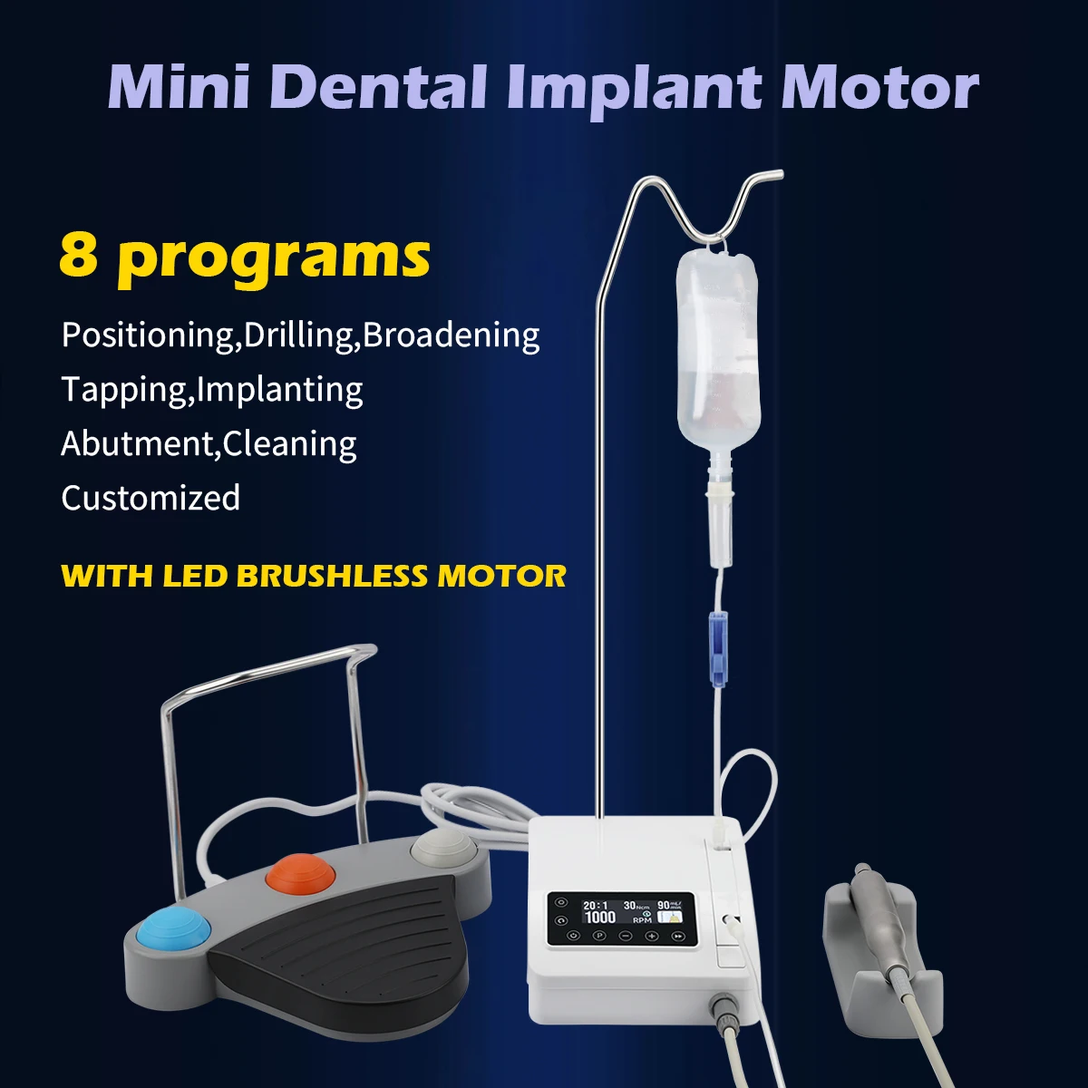 SANDENT Dental Implant Motor Brushless Surgical System Touch Screen Machine With 20:1 Contra Angle LED Fiber Optic Handpiece