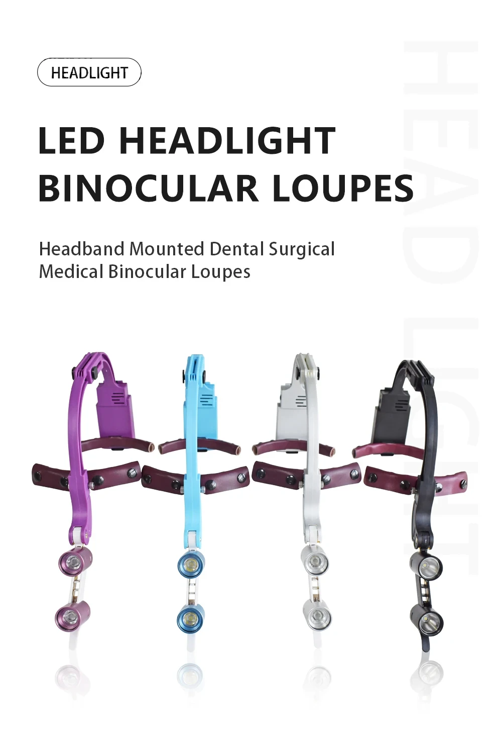 2.5x/3.5x Popular Dental LED Surgical Headlight 5W Colorful Magnifier Binocular Loupes Convenient for Doctors to Operate Recharg