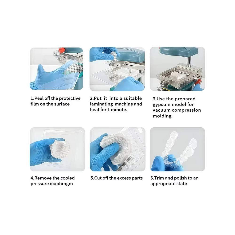 Dental Vacuum Forming Sheets Hard Soft Orthodontic Retainer Slice Square0.8/1.0/1.5/2.0/3.0mm Lab Splint Thermoforming Materials