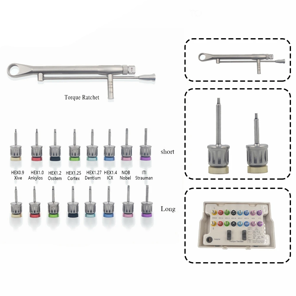 Dental Implant Torque Wrench Ratchet 10-70NCM With Screwdriver Repair Tools Drivers & Wrench Kit Dentistry Restoration Tool
