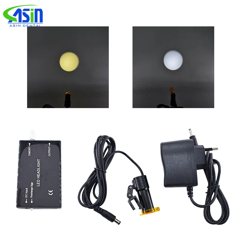 DEASIN Dental 5W Wireless Headlight Headlamp With Glasses Clip Portable Binocular Light For Dental Lab Medical Dental Magnifier