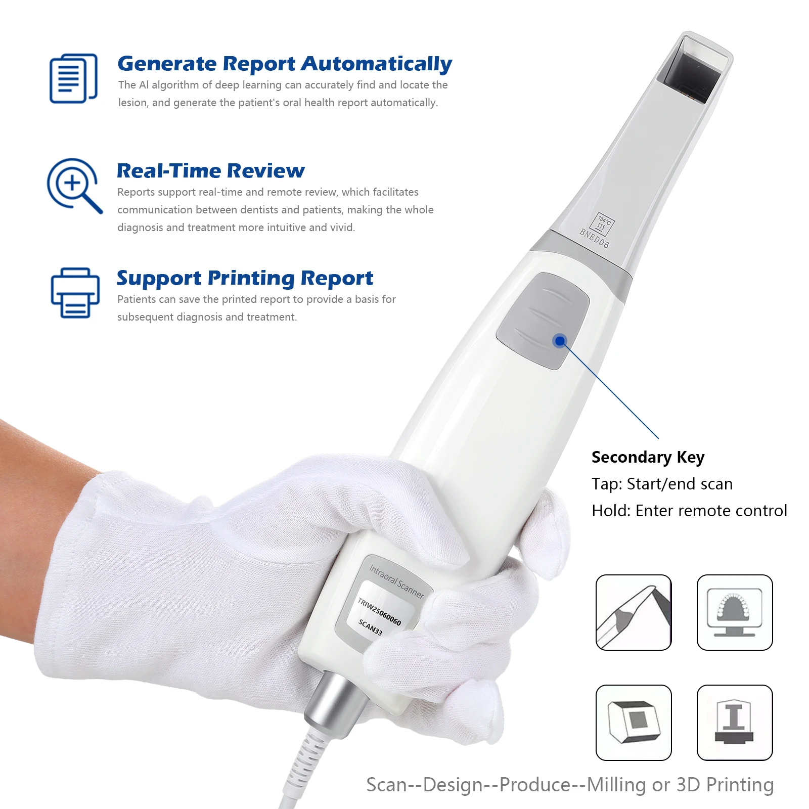Dental Intraoral Scanner Digital Imaging Implant Scanner 3D Digital Impression Intra-Oral 3 High Precision Scanning