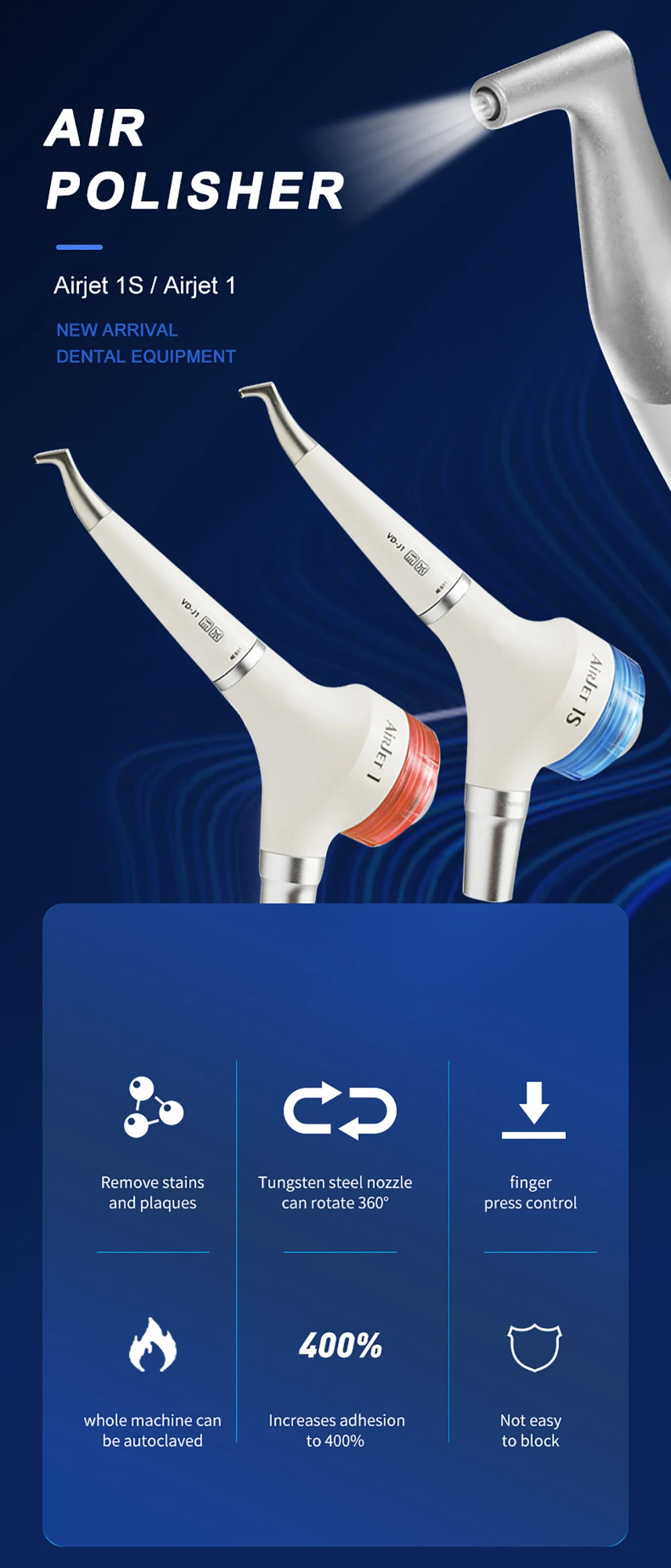 Dental Air Prophy Jet Airjet 1/1S Air Polisher Sandblaster Teeth Polishing Handpiece Hygiene Prophy Jet Machine