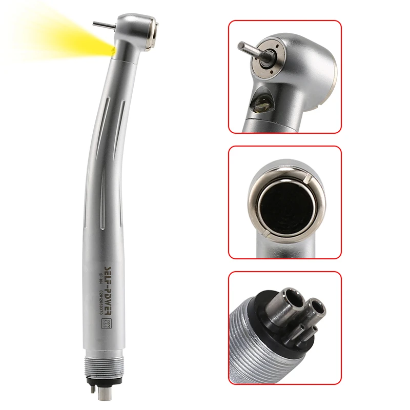 KAVO Style Dental E-generator LED Fiber Optic Turbine /No-LED Push Button High Speed Handpiece 4 Hole Burr US Stock / Burs