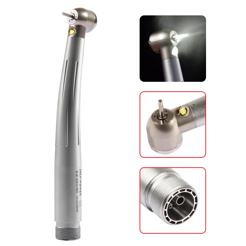 KAVO Style Dental E-generator LED Fiber Optic Turbine /No-LED Push Button High Speed Handpiece 4 Hole Burr US Stock / Burs