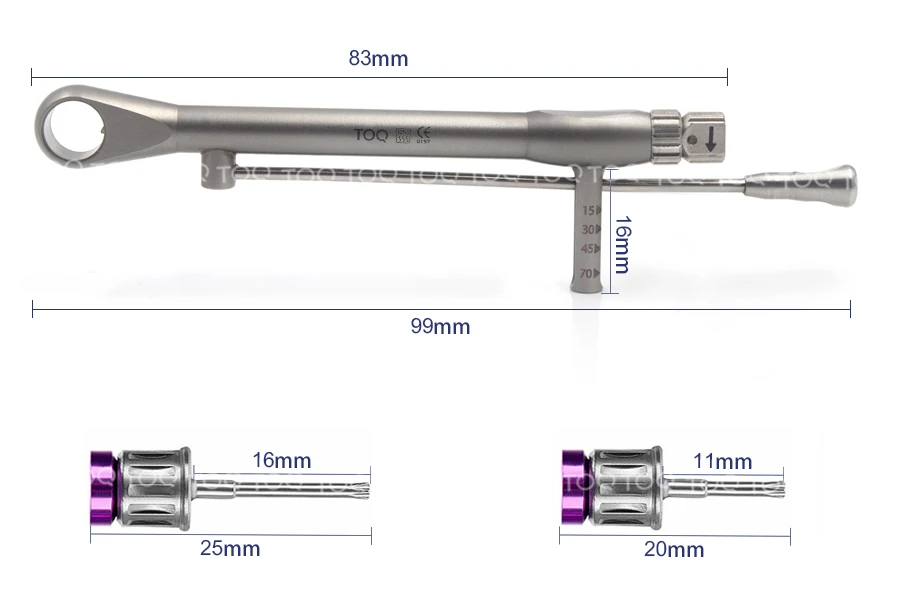 Dental Implant Torque Wrench Ratchet Adjustable Torque Screwdriver 10-70 NCM Ratchet Drivers